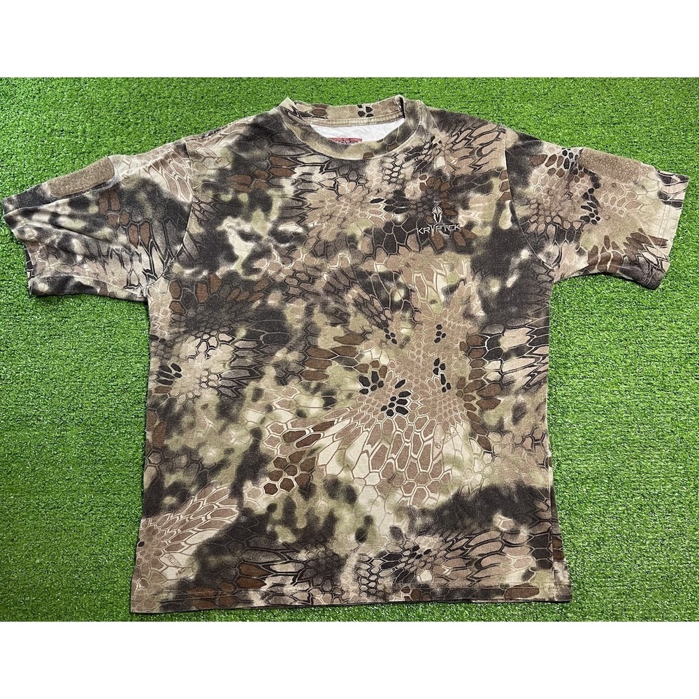 Kryptek Camo Short Sleeve Shirt Medium Highlander Camoflauge Arm Patches